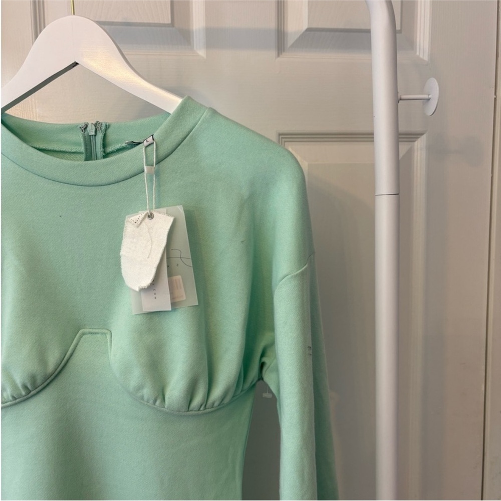 New Sabo Skirt Mint Green Long Sleeve Women's Dress Size Large  Cotton Blend - Picture 7 of 11